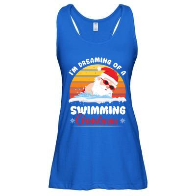 I’m Dreaming Of A Swimming Christmas Santa Swimmer Love Funny Gift Ladies Essential Flowy Tank