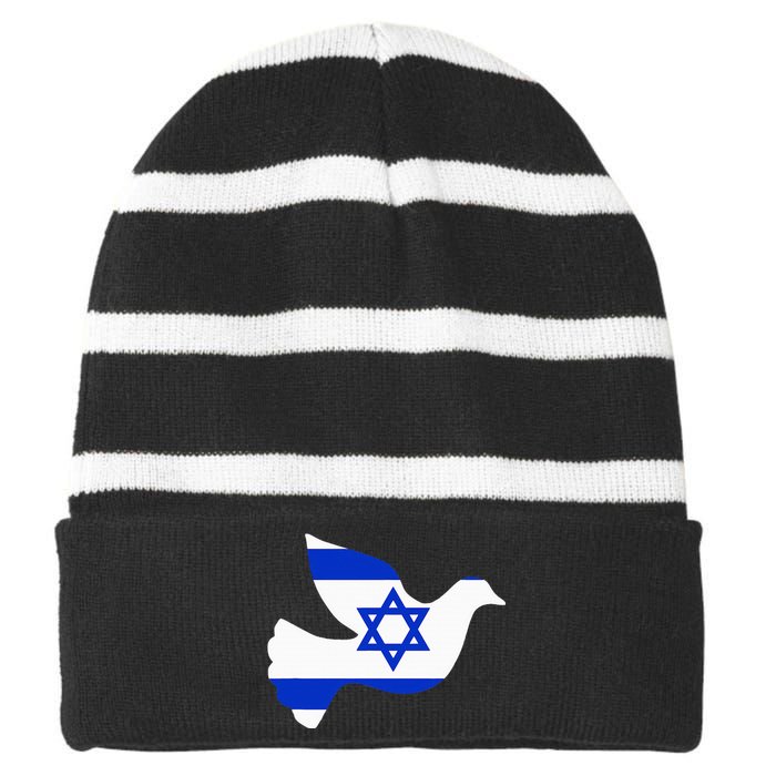 Israel Dove of Peace Striped Beanie with Solid Band