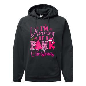 I'm Dreaming of A Pink Christmas With Pink Christmas Tree Performance Fleece Hoodie