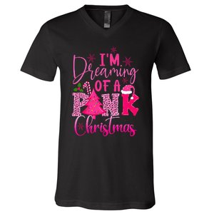 I'm Dreaming of A Pink Christmas With Pink Christmas Tree V-Neck T-Shirt