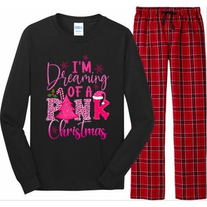 I'm Dreaming of A Pink Christmas With Pink Christmas Tree Long Sleeve Pajama Set