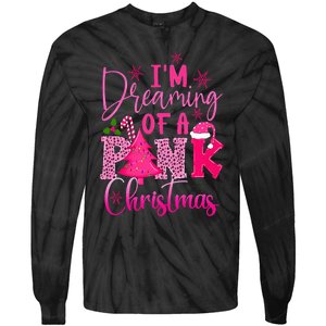 I'm Dreaming of A Pink Christmas With Pink Christmas Tree Tie-Dye Long Sleeve Shirt