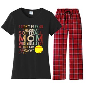 I DidnT Plan On Becoming A Softball Mom MotherS Day Women's Flannel Pajama Set