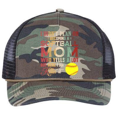 I DidnT Plan On Becoming A Softball Mom MotherS Day Retro Rope Trucker Hat Cap