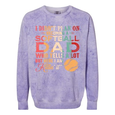 I Didnt Plan On Becoming A Softball Dad Colorblast Crewneck Sweatshirt