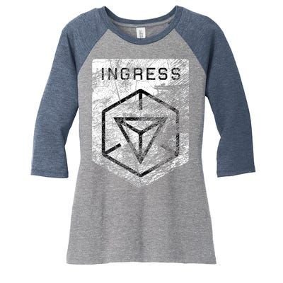 Ingress Distressed Premium Women's Tri-Blend 3/4-Sleeve Raglan Shirt