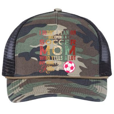 I DidnT Plan On Becoming A Soccer Mom Mothers Day Retro Rope Trucker Hat Cap