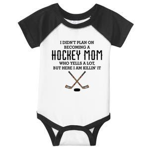 I Didnt Plan On Becoming A Hockey Mom Funny Mothers Day Gift Cute Gift Infant Baby Jersey Bodysuit