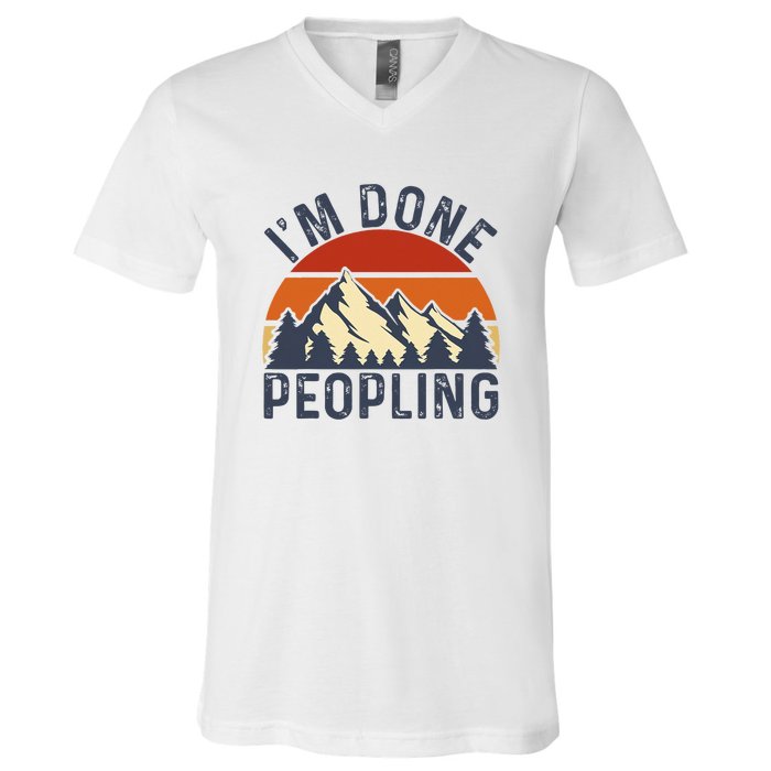 IM Done Peopling Funny Vintage Style V-Neck T-Shirt