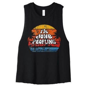 IM Done Peopling Distressed Beach Summer Funny Introvert Women's Racerback Cropped Tank