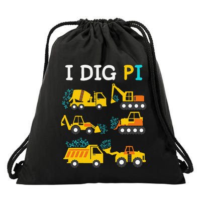 I Dig Pi 3.14 Funny Pi Day Construction Vehicle Drawstring Bag