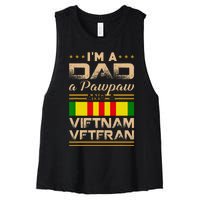 I'm Dad Pawpaw Vietnam Veteran Vintage Army Gift Women's Racerback Cropped Tank