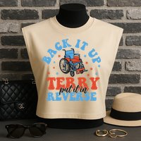 Independence Day Put It In Reverse Terry Funny 4th Of July Garment-Dyed Women's Muscle Tee