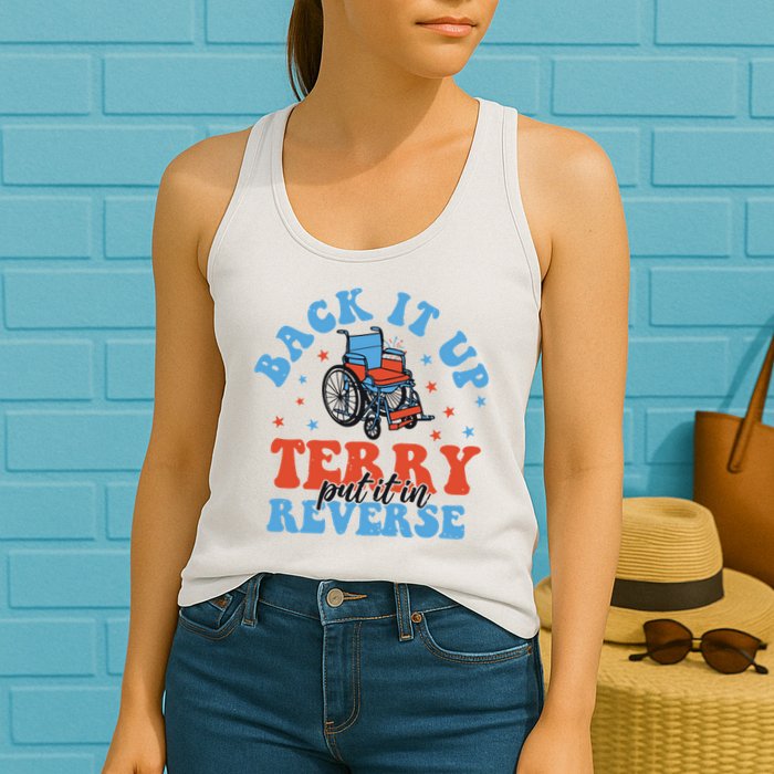 Independence Day Put It In Reverse Terry Funny 4th Of July Womens Tank Top