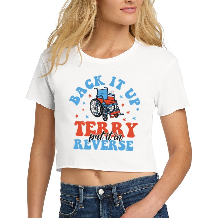 Independence Day Put It In Reverse Terry Funny 4th Of July Crop Top