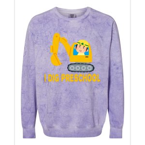 I Dig Preschool Bulldozer Colorblast Crewneck Sweatshirt