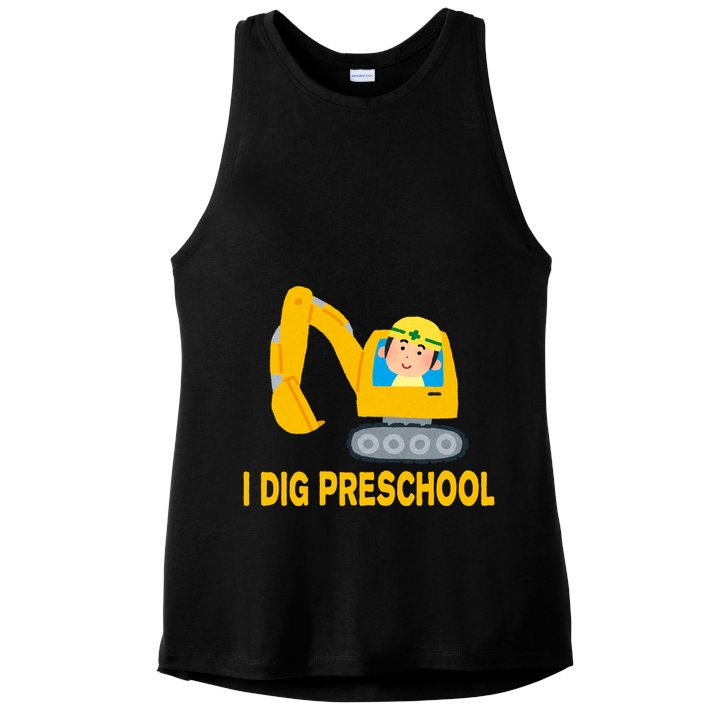 I Dig Preschool Bulldozer Ladies PosiCharge Tri-Blend Wicking Tank