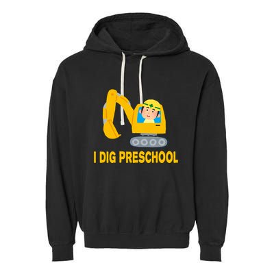 I Dig Preschool Bulldozer Garment-Dyed Fleece Hoodie