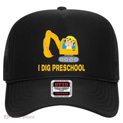 I Dig Preschool Bulldozer High Crown Mesh Back Trucker Hat