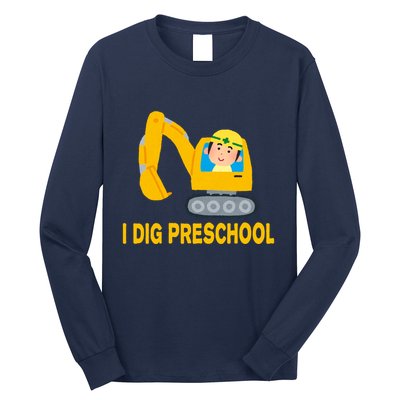 I Dig Preschool Bulldozer Long Sleeve Shirt