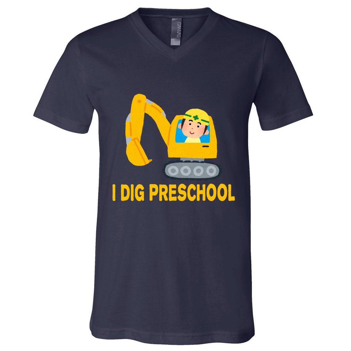 I Dig Preschool Bulldozer V-Neck T-Shirt