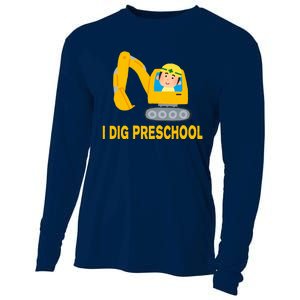 I Dig Preschool Bulldozer Cooling Performance Long Sleeve Crew