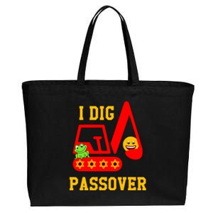 I Dig Passover Excavator Construction Pesach Matzah Frogs Cotton Canvas Jumbo Tote