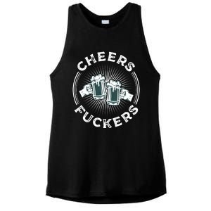 Irish Drinking Quote Cheers Fuckers Funny St Patricks Day Ladies PosiCharge Tri-Blend Wicking Tank