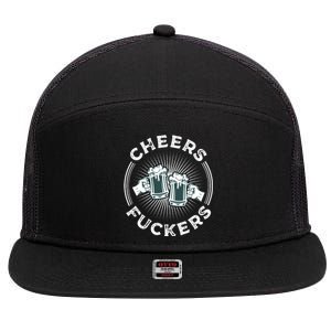 Irish Drinking Quote Cheers Fuckers Funny St Patricks Day 7 Panel Mesh Trucker Snapback Hat