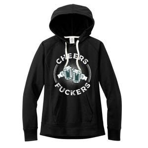 Irish Drinking Quote Cheers Fuckers Funny St Patricks Day Women's Fleece Hoodie