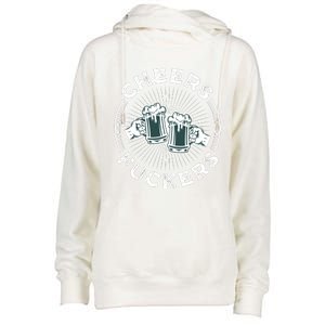 Irish Drinking Quote Cheers Fuckers Funny St Patricks Day Womens Funnel Neck Pullover Hood