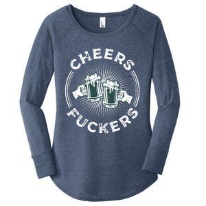 Irish Drinking Quote Cheers Fuckers Funny St Patricks Day Women's Perfect Tri Tunic Long Sleeve Shirt