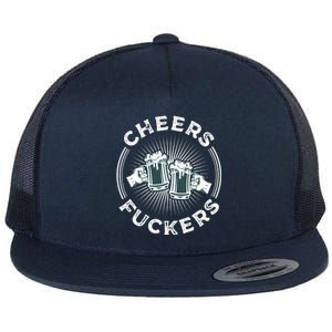 Irish Drinking Quote Cheers Fuckers Funny St Patricks Day Flat Bill Trucker Hat