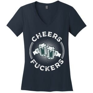 Irish Drinking Quote Cheers Fuckers Funny St Patricks Day Women's V-Neck T-Shirt