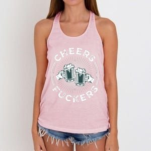 Irish Drinking Quote Cheers Fuckers Funny St Patricks Day Women's Knotted Racerback Tank