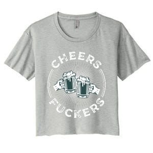 Irish Drinking Quote Cheers Fuckers Funny St Patricks Day Women's Crop Top Tee