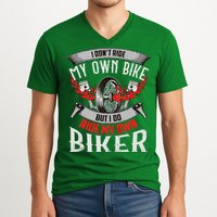 I Dont Ride My Own Bike Biker Chick Wife Red Motorcycle V-Neck T-Shirt
