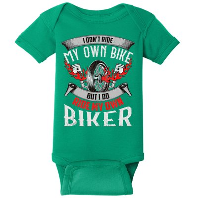 I Dont Ride My Own Bike Biker Chick Wife Red Motorcycle Baby Bodysuit