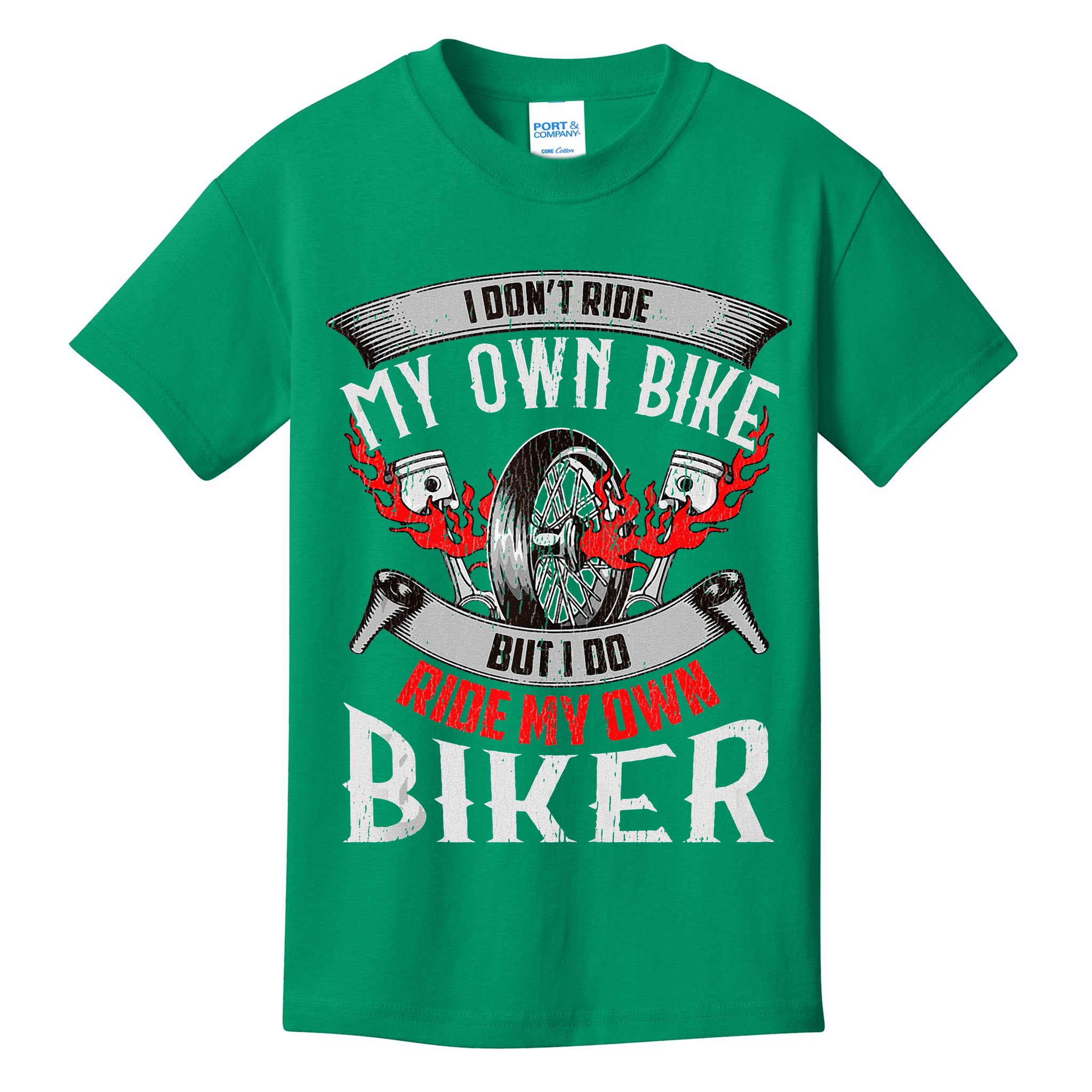I Dont Ride My Own Bike Biker Chick Wife Red Motorcycle Kids T-Shirt