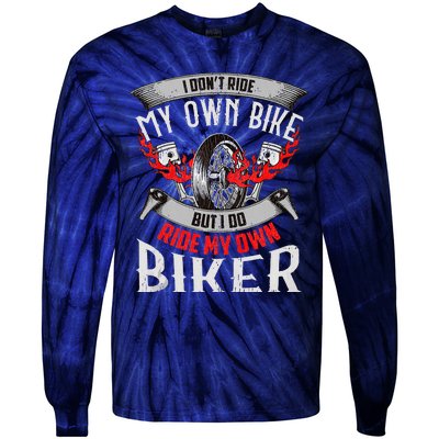 I Dont Ride My Own Bike Biker Chick Wife Red Motorcycle Tie-Dye Long Sleeve Shirt