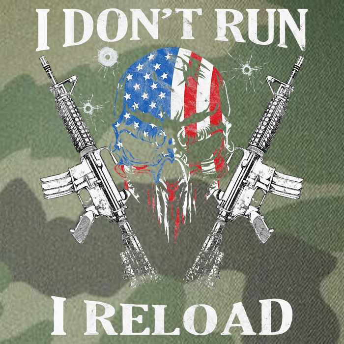 I Dont Run I Reload Gun Rights AR 15 Skull American Flag Legacy Tie Dye Trucker Hat