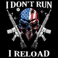 I Dont Run I Reload Gun Rights AR 15 Skull American Flag Stripe Pom Pom Beanie