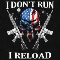 I Dont Run I Reload Gun Rights AR 15 Skull American Flag Ladies PosiCharge Tri-Blend Wicking Tank
