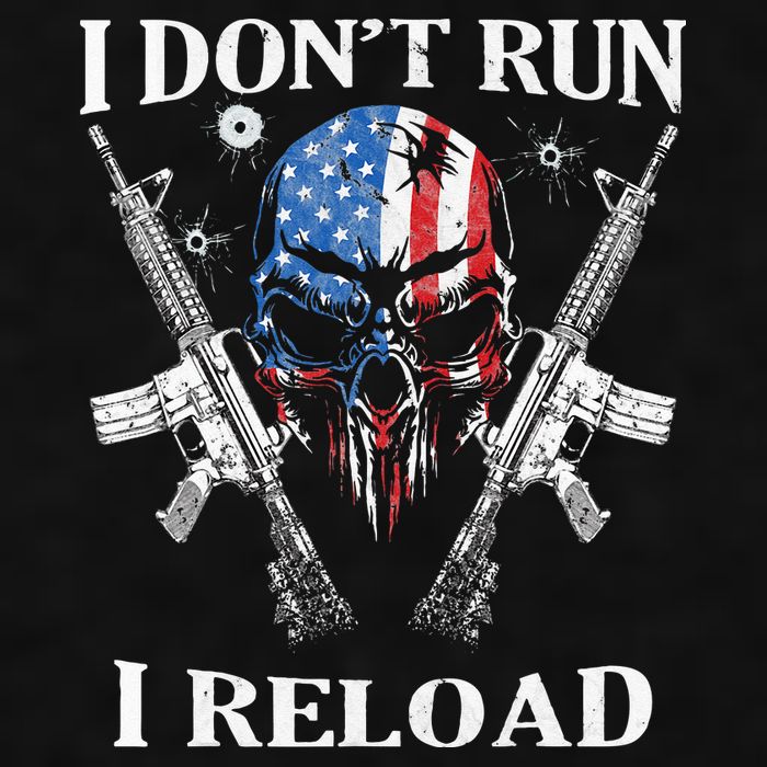 I Dont Run I Reload Gun Rights AR 15 Skull American Flag Ladies PosiCharge Tri-Blend Wicking Tank