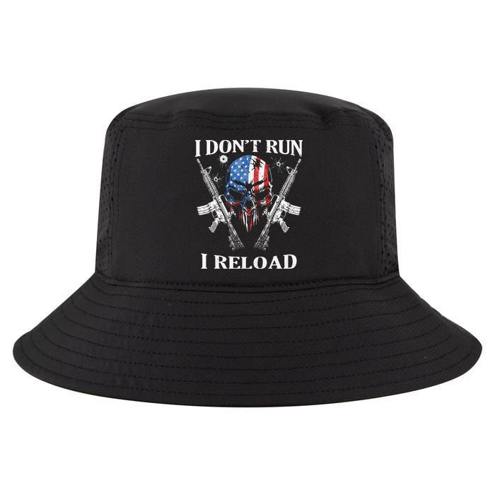 I Dont Run I Reload Gun Rights AR 15 Skull American Flag Cool Comfort Performance Bucket Hat