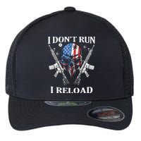 I Dont Run I Reload Gun Rights AR 15 Skull American Flag Flexfit Unipanel Trucker Cap