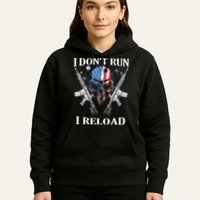 I Dont Run I Reload Gun Rights AR 15 Skull American Flag Hoodie