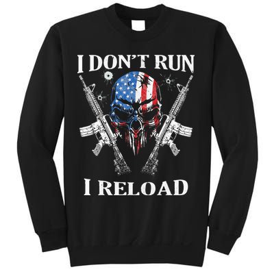 I Dont Run I Reload Gun Rights AR 15 Skull American Flag Sweatshirt