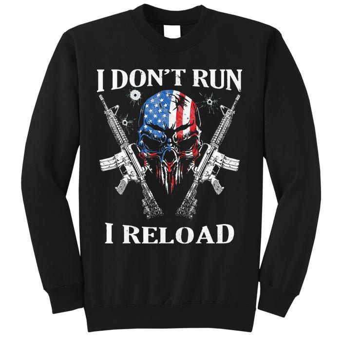 I Dont Run I Reload Gun Rights AR 15 Skull American Flag Sweatshirt