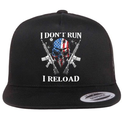 I Dont Run I Reload Gun Rights AR 15 Skull American Flag Flatbill Hat